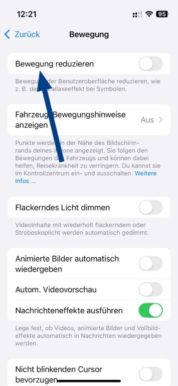 Bewegung reduzieren