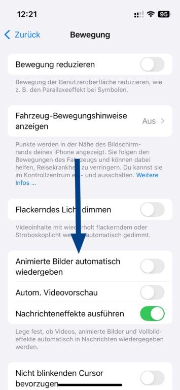 iPhone Bewegungseffekte Akku