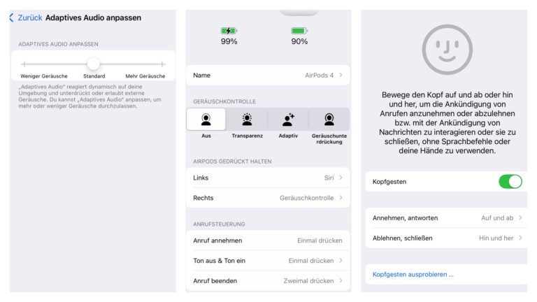 Apple Airpods 4 Einstellungen